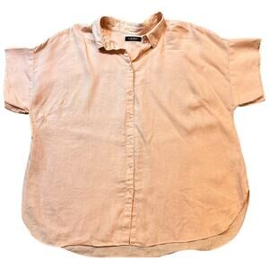 Lauren Ralph Lauren Peach Linen Dolman Short Sleeve Button Up Women's Size 3X